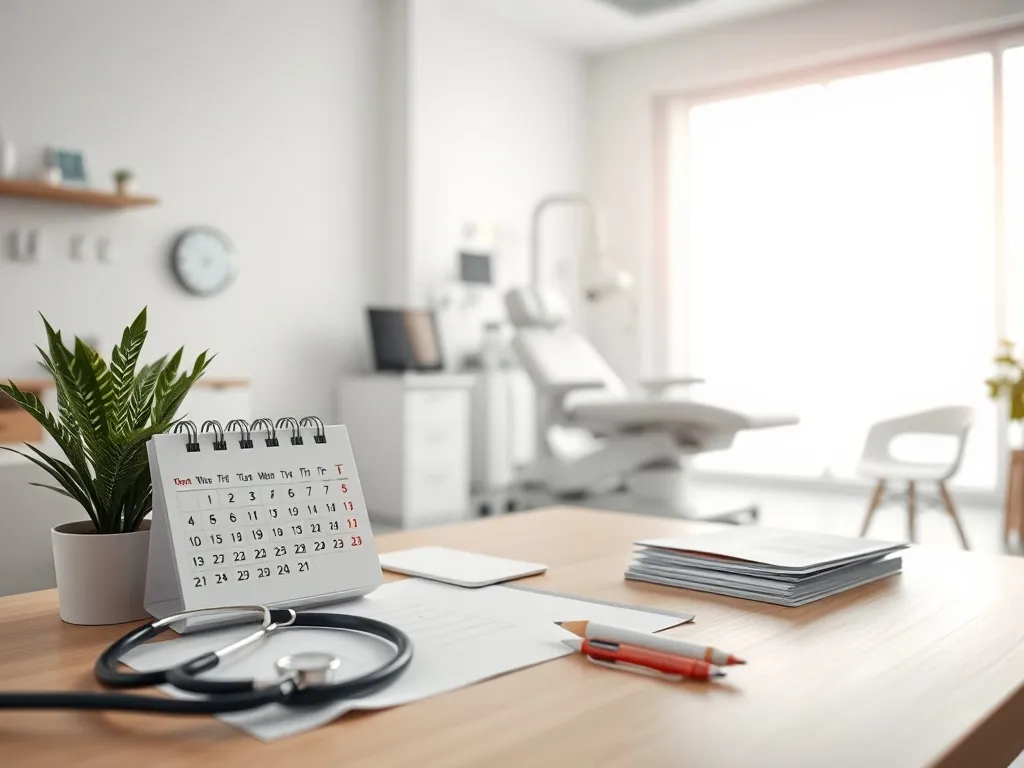 Nowoczesny gabinet ginekologiczny z biurkiem lekarskim, sprzętem i fotelem do badań, podkreślający profesjonalne warunki pracy