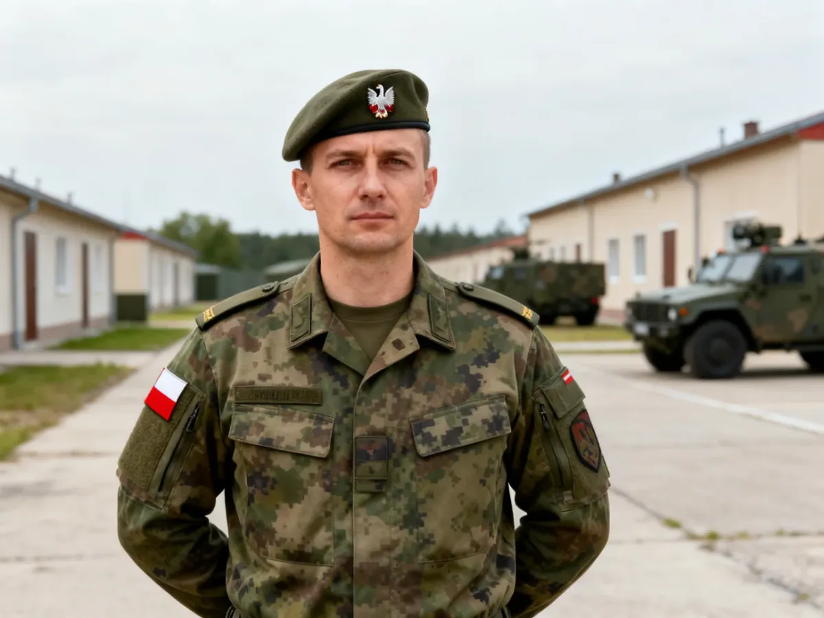 Sierżant Wojska Polskiego na terenie jednostki wojskowej